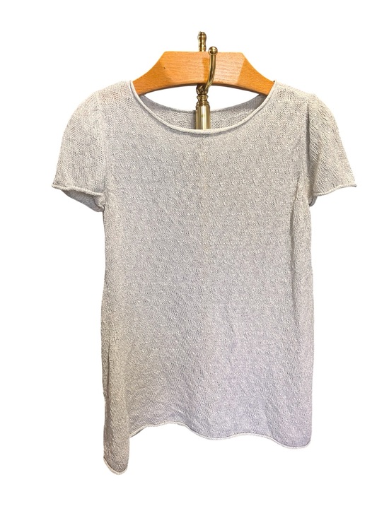 Eileen Fisher Tops - Eileen Fisher 100% Linen Silver Short-Sleeve Loose-Knit Tunic Small